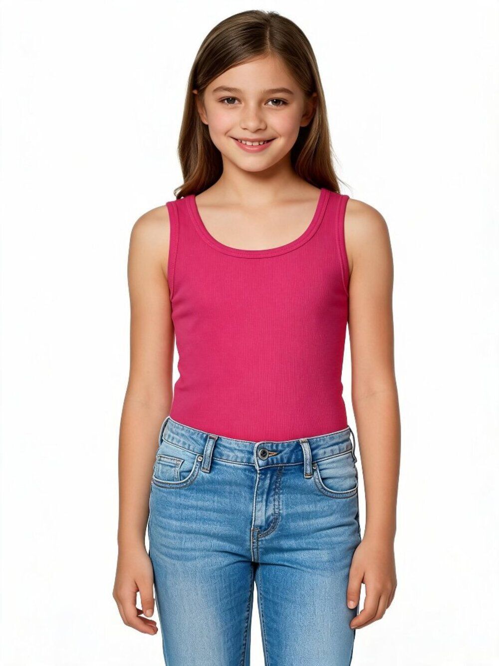 Wonder Nation girls pink tank top ribbed cotton blend size L 10–12